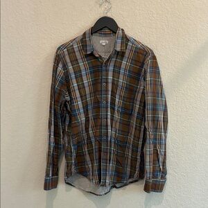 Steven Alan Brown Plaid Button-Down Shirt with Blue Accents
